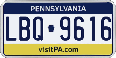 PA license plate LBQ9616