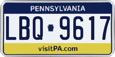 PA license plate LBQ9617