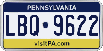 PA license plate LBQ9622
