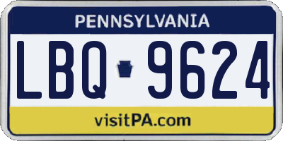 PA license plate LBQ9624