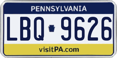 PA license plate LBQ9626