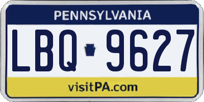 PA license plate LBQ9627