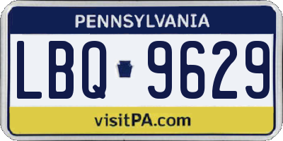 PA license plate LBQ9629