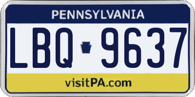 PA license plate LBQ9637