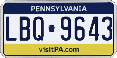 PA license plate LBQ9643