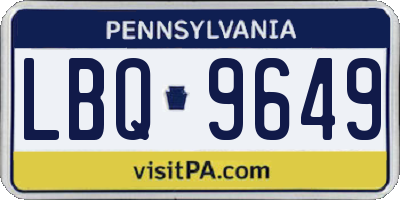 PA license plate LBQ9649