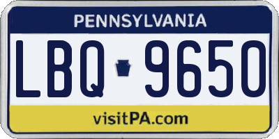 PA license plate LBQ9650