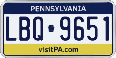 PA license plate LBQ9651