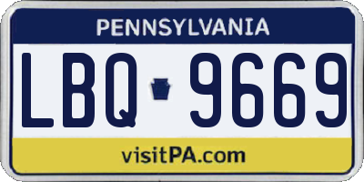 PA license plate LBQ9669