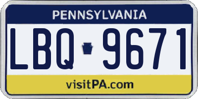 PA license plate LBQ9671