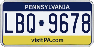 PA license plate LBQ9678