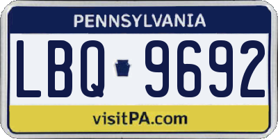 PA license plate LBQ9692