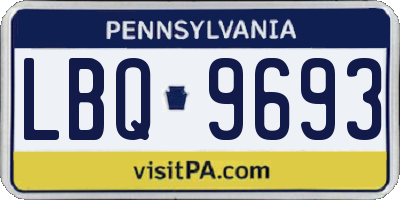PA license plate LBQ9693