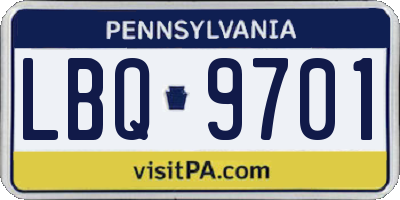 PA license plate LBQ9701