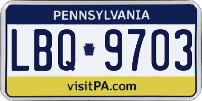 PA license plate LBQ9703