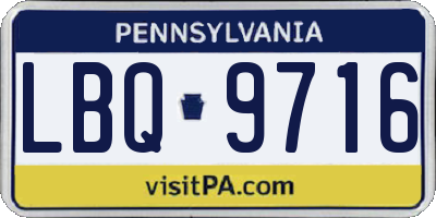 PA license plate LBQ9716