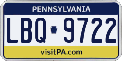 PA license plate LBQ9722
