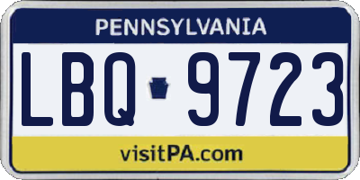 PA license plate LBQ9723