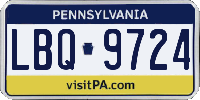 PA license plate LBQ9724