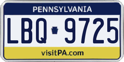 PA license plate LBQ9725