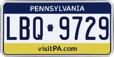 PA license plate LBQ9729