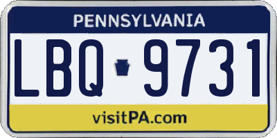 PA license plate LBQ9731