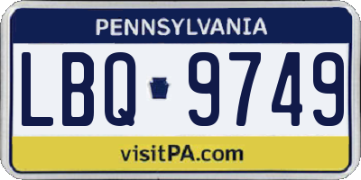 PA license plate LBQ9749