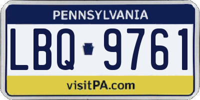 PA license plate LBQ9761