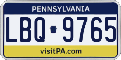 PA license plate LBQ9765