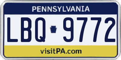PA license plate LBQ9772