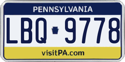 PA license plate LBQ9778