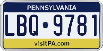 PA license plate LBQ9781