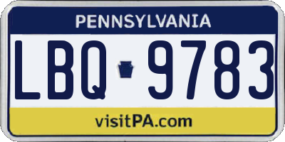 PA license plate LBQ9783