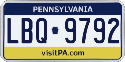 PA license plate LBQ9792