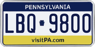 PA license plate LBQ9800