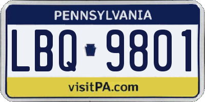 PA license plate LBQ9801