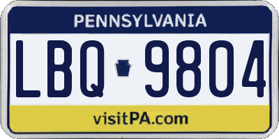 PA license plate LBQ9804