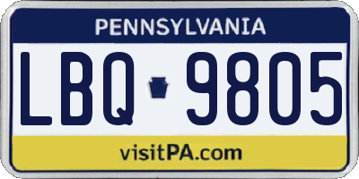 PA license plate LBQ9805