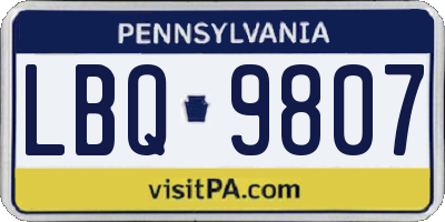 PA license plate LBQ9807