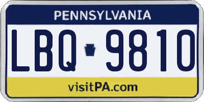 PA license plate LBQ9810