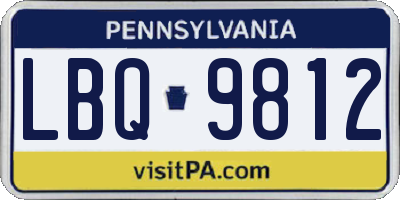 PA license plate LBQ9812