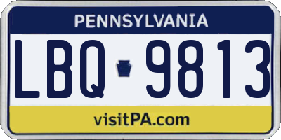 PA license plate LBQ9813