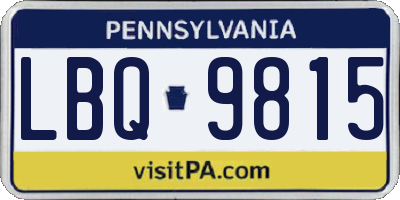 PA license plate LBQ9815
