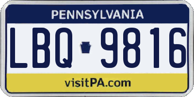 PA license plate LBQ9816