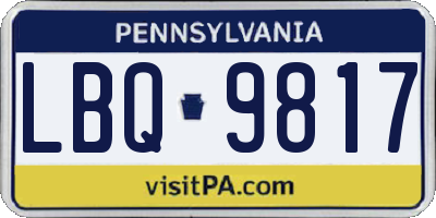 PA license plate LBQ9817