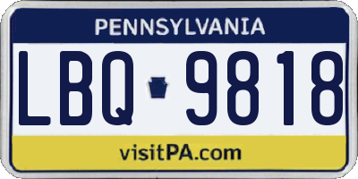 PA license plate LBQ9818