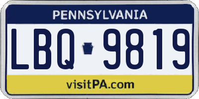 PA license plate LBQ9819