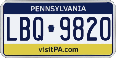 PA license plate LBQ9820