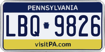 PA license plate LBQ9826