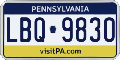 PA license plate LBQ9830